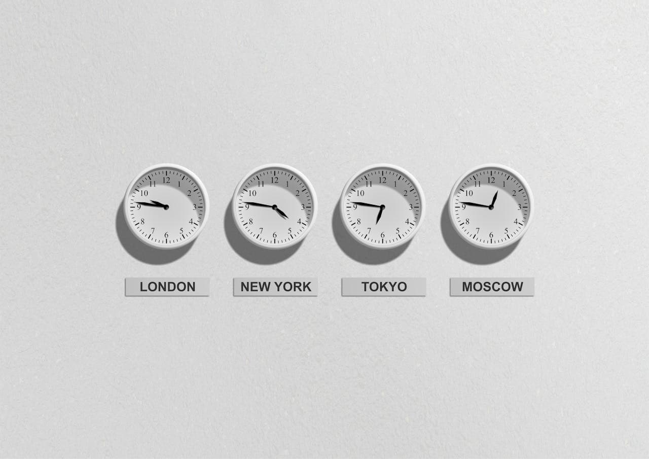 Clocks showing different times